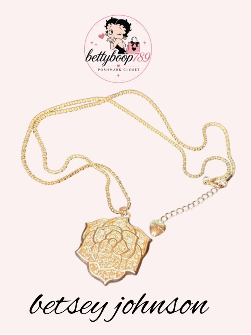 Betsey Johnson Rose Medallion Pendant Necklace - Rose Gold Tone